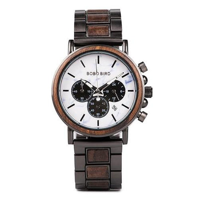 Wood Watches  Mens Military Wristwatch Chronograph Retro Wrist Watches