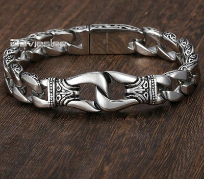 Mens Bracelet  Stainless Steel Silver Color Curved Curb Link Chain Bracelets for Men