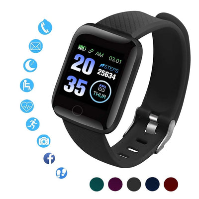 Smart Watch For Android Apple Phone Waterproof 116 Plus Heart Rate Tracker Blood Pressure Oxygen Sport Smartwatch