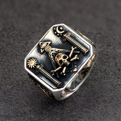 Skull Masonic Ring 925 Silver Ring For Men