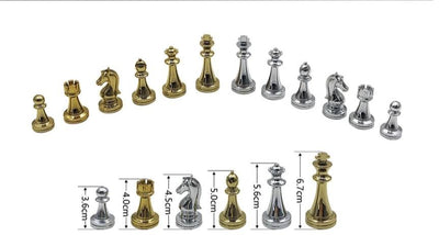 Metal Glossy Golden And Silver Chess Pieces Solid Wooden Folding Chess Board High Grade Professional Chess Games Set