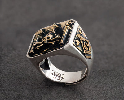 Skull Masonic Ring 925 Silver Ring For Men