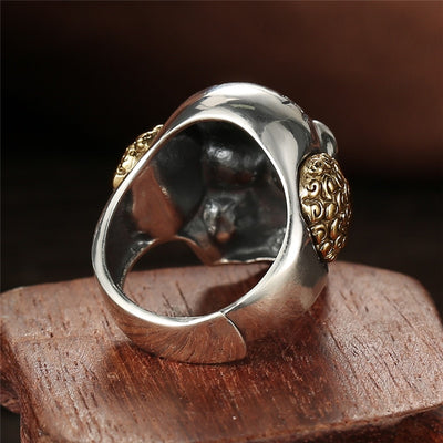 Silver Clown Skull Rings 925 Sterling Silver Male Ring Adjustable Mens Jewelry Gothic Style