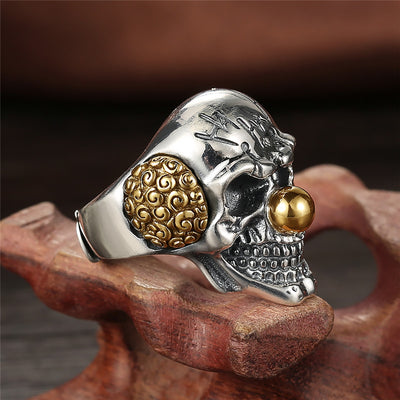 Silver Clown Skull Rings 925 Sterling Silver Male Ring Adjustable Mens Jewelry Gothic Style