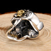 925 Sterling Silver Red Cubic Zirconia Eyes Skull Ring Male Gold Adjustable Rings For Men Punk Gothic Jewelry