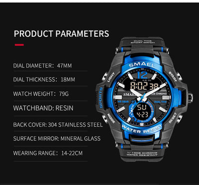 Men's Sports Watches  Waterproof 50M Quartz Digital Military Army Clock