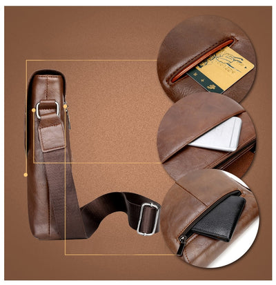 Fashion Man Leather Messenger Bag  Cross Body Shoulder Business Bags For Men