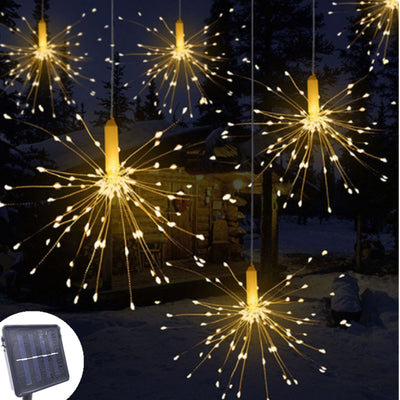 DIY 120  and 200 Outdoor LED Firework Light With Solar power Hanging Starburst LED String Garland