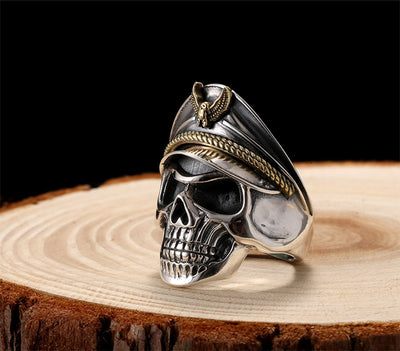 Soldier Skull Ring 925 Silver  For Men