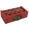 Chinese Wood Leather Box with 32 Pieces Terracotta Figure Chess Set