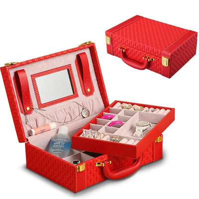 Portable  Jewelry Storage Box PU Leather Multi-functional Earrings Organizer Case Gift