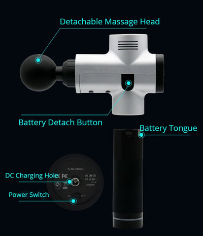 Electronic Therapy Gun Body Massage 4 Files 24V Brushless LED Massage Gun Body Muscle