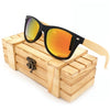 High Quality Vintage Black Square Sunglasses With Bamboo Legs Mirrored Polarized Summer Style Travel Eyewear Wood Box