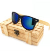 High Quality Vintage Black Square Sunglasses With Bamboo Legs Mirrored Polarized Summer Style Travel Eyewear Wood Box