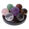 Seven Star Group Natural Amethyst Chakra Crystal Sphere Ball with Black Obsidian Stand