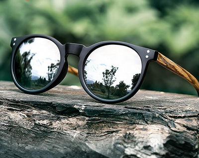 Sunglasses Wood and Plastic Frame Wood  Fashion Polarized  Mirror Lens UV400