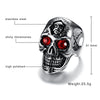 Skull Rings Stainless Steel  for Men Jewelry with Red Stone