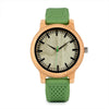 Men's Quartz Watch With Silicone Strap Green Wooden Bamboo Casual Japanese Movement Watch