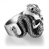 925 Sterling Silver Skull Ring Men With Snake Big Punk Rock Gift For Biker Man Rings Silver Gothic Jewelry