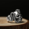 925 Sterling Silver Skull Ring Men With Snake Big Punk Rock Gift For Biker Man Rings Silver Gothic Jewelry