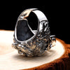 925 Sterling Silver Skull Ring Men Adjustable Dragon Ring Punk Rock Gothic Jewelry