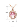 Rose Gold Color Oval CZ Crystal Ross Quartz Pink Opal Necklace Earrings and Ring Jewelry Set