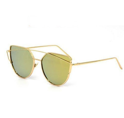 Vintage sunglasses For Women Metal Reflective Flat Lens Sun Glasses