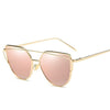 Vintage sunglasses For Women Metal Reflective Flat Lens Sun Glasses