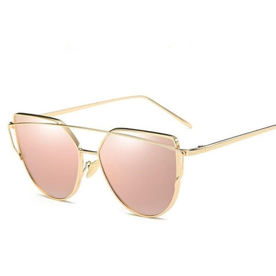 Vintage sunglasses For Women Metal Reflective Flat Lens Sun Glasses