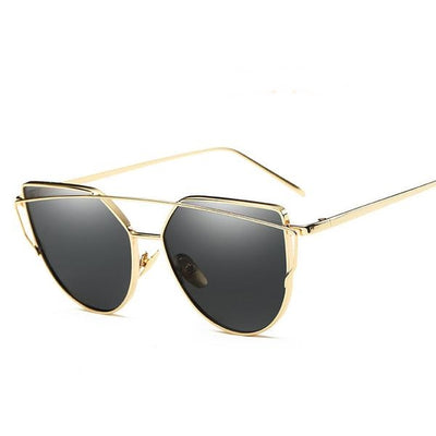 Vintage sunglasses For Women Metal Reflective Flat Lens Sun Glasses