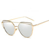 Vintage sunglasses For Women Metal Reflective Flat Lens Sun Glasses