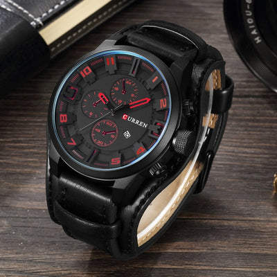 Sport Watches Men Fashion Quartz Watches  Leather