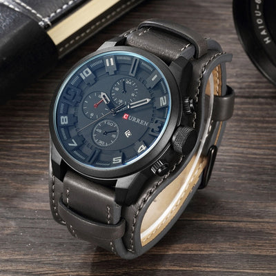 Sport Watches Men Fashion Quartz Watches  Leather