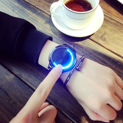 Creative Personality Minimalist Leather Normal Waterproof LED Watch Men And Women