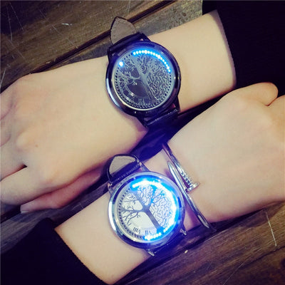 Creative Personality Minimalist Leather Normal Waterproof LED Watch Men And Women