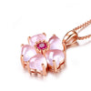 Rose Gold Color Pink Opal Necklace CZ Pendant Choker Flower Ross Quartz for Women