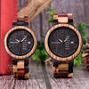 Antique Mens Wood Watches Date and Week Display Business Watch with Unique Mixed Color Wooden Band