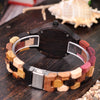 Antique Mens Wood Watches Date and Week Display Business Watch with Unique Mixed Color Wooden Band