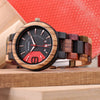 Date Display Business Watch for Mens Mixed Wooden Quartz Wristwatch in Wood Gift Box