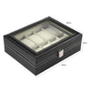 10 Grids Wristwatch Box Holder PU Leather Watch Box Watches Display Case Rectangle Jewelry Storage Boxes