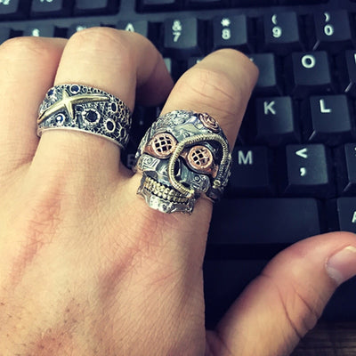 925 Sterling Silver Skull Ring Men