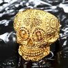 Skull Ring Stainless Steel men's Gothic Carving kapala with red blue eye rock