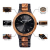 Two-tone Zebra Wood & Ebony Wooden Watches Luminous Hands Quartz Wristwatch for Men in Wooden Gift Box