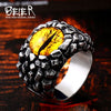 Skull  Ring Rock Claw with three Zircon stone evil eye CZ ring men