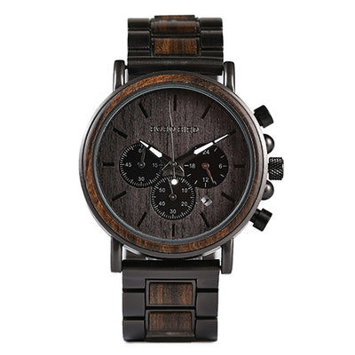 Gold Watch Men Luxury Brand Wooden Wristwatches Date Display Stop Watches  golden hour