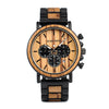 Gold Watch Men Luxury Brand Wooden Wristwatches Date Display Stop Watches  golden hour