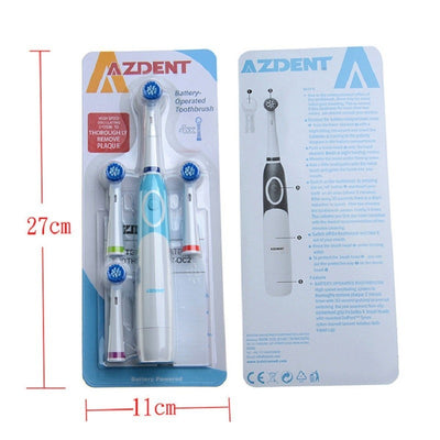 Rotating Electric Toothbrush Battery Operated with 4 Brush Heads Oral