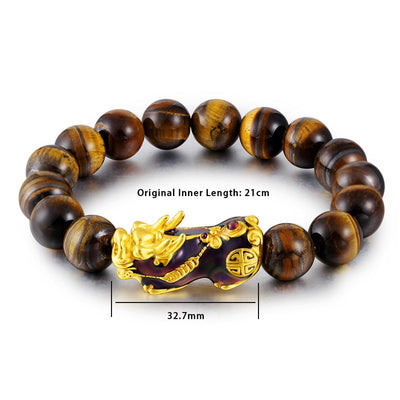 Tiger Eye Beaded  With Brave Troops  Pixiu Charm Strand Bracelets Handmade jewelry