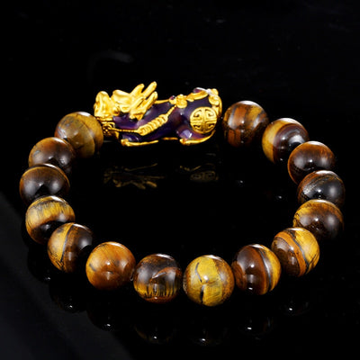 Tiger Eye Beaded  With Brave Troops  Pixiu Charm Strand Bracelets Handmade jewelry