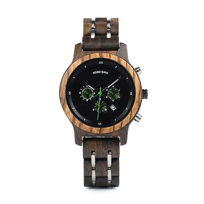 Wooden Watches for Lovers Wood and Steel Combined Design with Stop Watch Three Colors Option